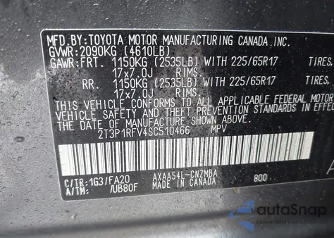 2025 Toyota Rav4 Xle from USA, damaged, VIN 2T3P1RFV4SC510466